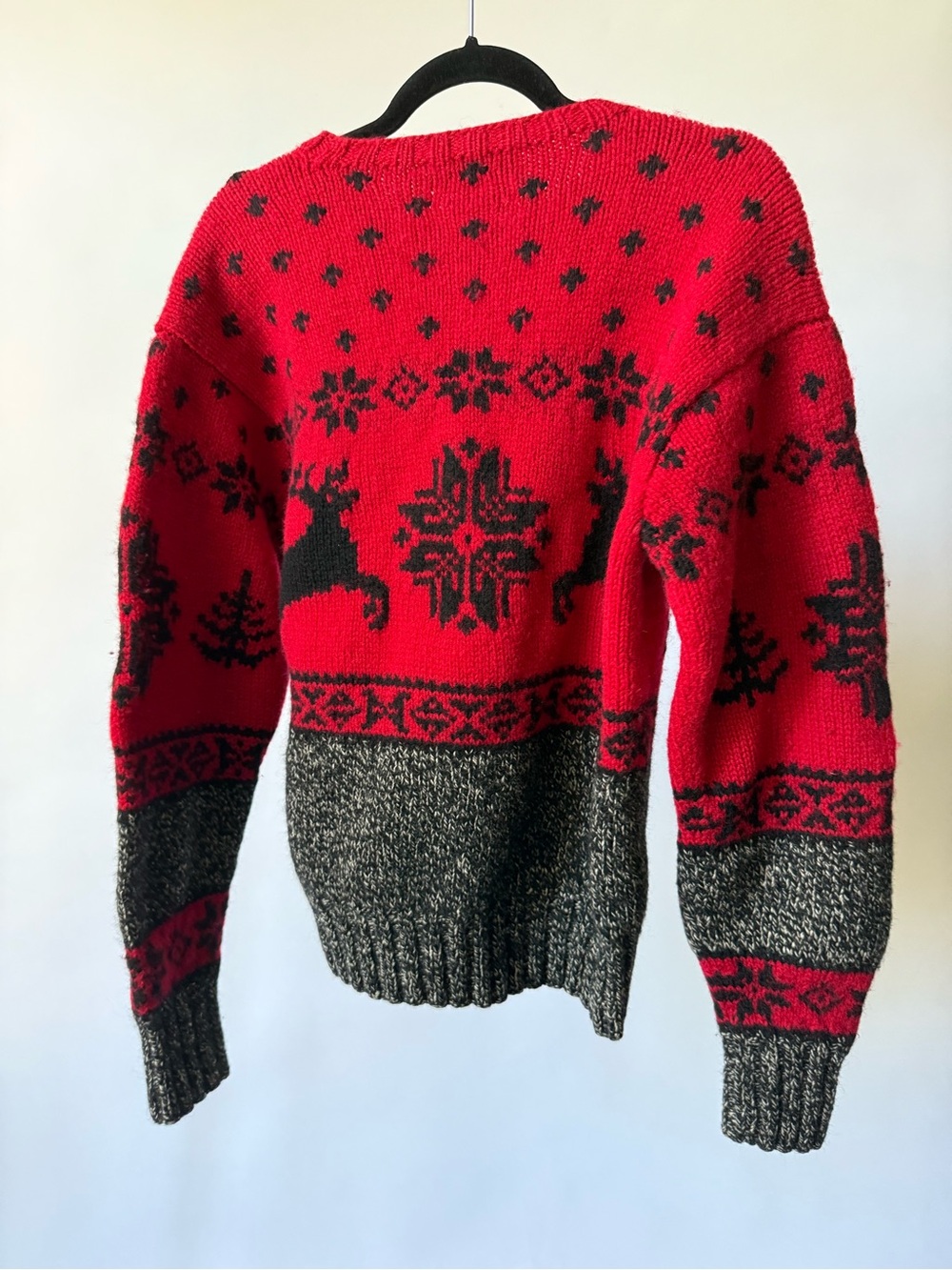 Ralph Lauren Red and Black Patterned Crewneck Sweater
